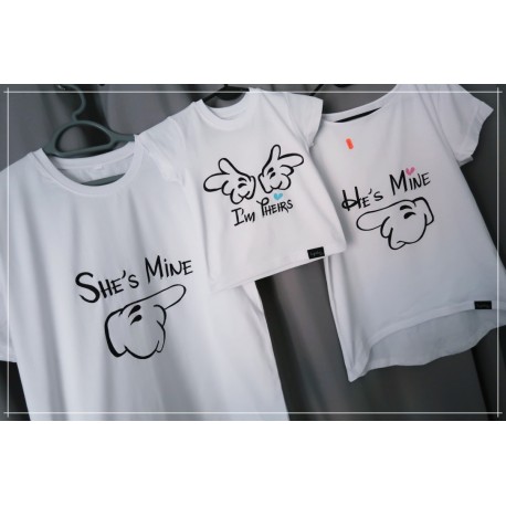 ZESTAW RODZINNY : He's mine She's mine I"m theirs łapki - zestaw 3 koszulek