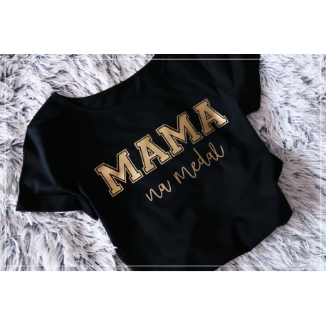 MAMA  NA MEDAL - S/M - czarno złota  - 1 SZTUKA