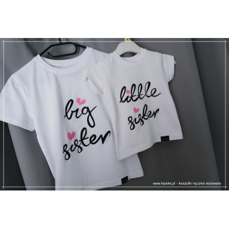 ZESTAW koszulek dla sióstr dzieci : big sister , little siste