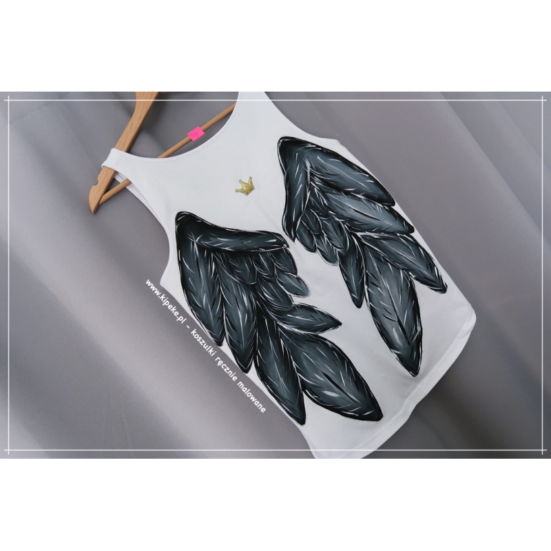 S/M koszulka ze skrzydłami na ramiączkach 1 sztuka + korona