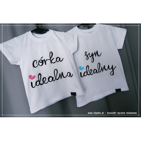 ZESTAW koszulek córka idealna syn idealny