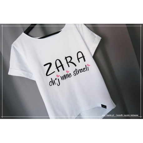 ZARA ch*j mnie strzeli + serduszka koszulka damska