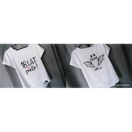 18 lat pizło + skrzydła + imię diabełek dwustronna personalizowana