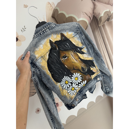 Kurtka dziecięca z KONIEM ręcznie malowana KOŃ custom