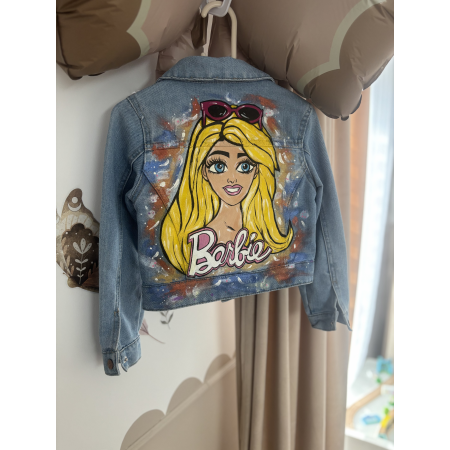 Kurtka dziecięca BARBIE ręcznie malowana custom