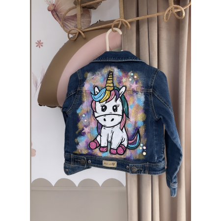 Kurtka dziecięca jednorożec unicorn ręcznie malowana handmade