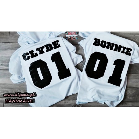 ZESTAW DLA PARY : Bonnie i Clyde napis tył koszulki