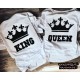 ZESTAW DLA PARY : KING QUEEN KORONA napis tył koszulki