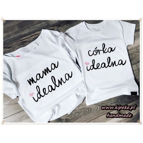 ZESTAW DLA MAMY I CÓRKI - mama idealna + córka idealna serca różowe