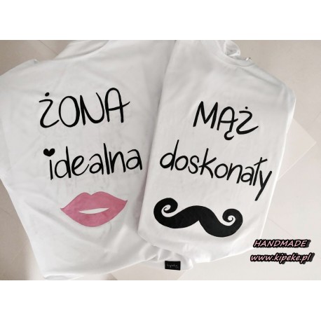 ZESTAW DLA PARY żona idealna mąż doskonały wąs usta